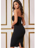 Strapless Black Jersey Alluring Party Dress